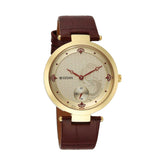 Titan Tet Men's Watch Analog Champange Dial With Maroon Leather Strap Watch, 2480YL01
